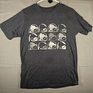 Taco Bell Mens Graphic T-Shirt Black Logo Grid Short Sleeve Small